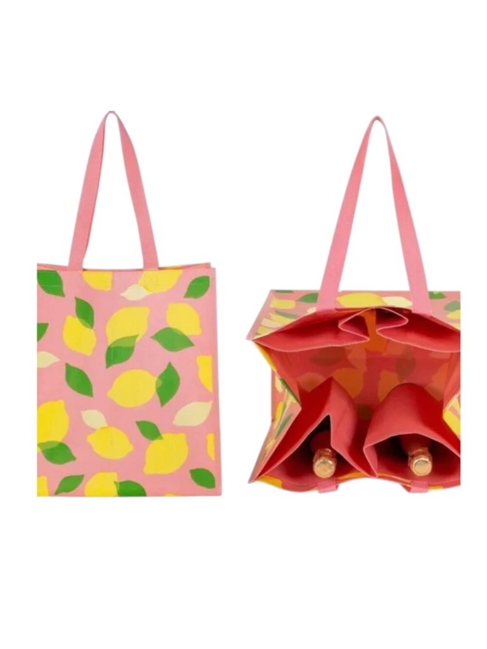 KATE SPADE Lemon Toss Coral wine grocery picnic party tote NEW